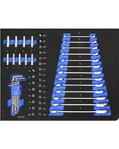 Ringratelsleutelset, dop, bit en inbusset 54DLG inlay foam voor gereedschapswagen