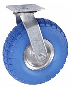 Zwenkwiel 3.50-4 Anti-lek wiel PU BLAUW