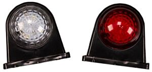 Breedtelamp/markeringslamp rubber rood/wit 80x40mm