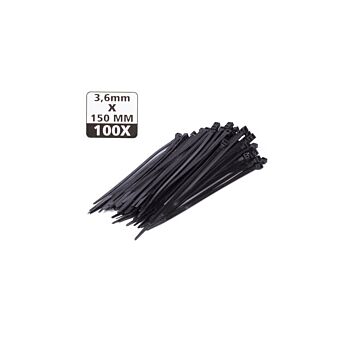 Tie-ribs / Kabelverbinders 3.6x150mm zwart (100 DLG)
