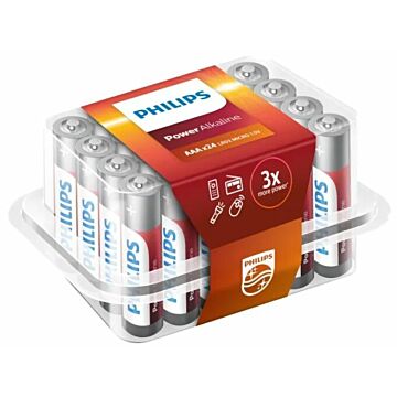 Batterij Philips Power Alkaline AAA XL verpakking 24 stuks