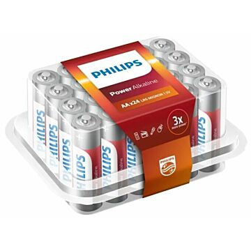 Batterij Philips Power Alkaline AA XL verpakking 24 stuks