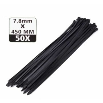 Tie-ribs / Kabelverbinders 7.8x450mm zwart (50 DLG)