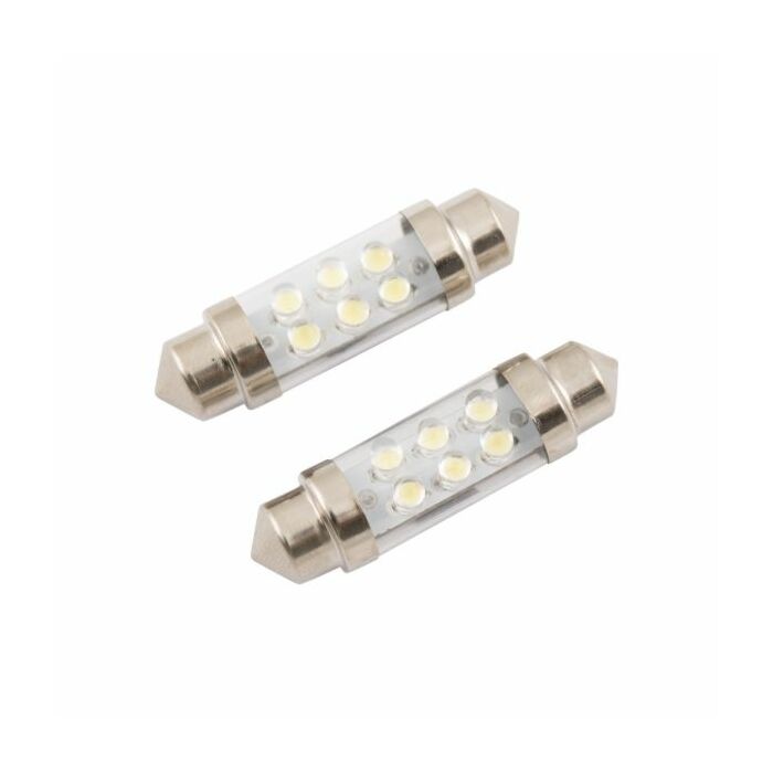 Buislamp 6X LED 12v. 11x38 wit (2 stuks)