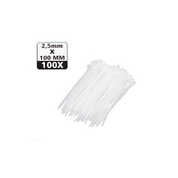 Tie-ribs / Kabelverbinders 2.5x100mm wit (100 DLG)