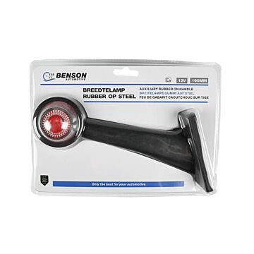 Breedtelamp (groot) rubber op steel 190MM rood/wit