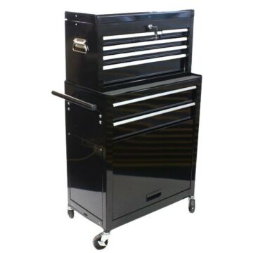 Gereedschapswagen zwart met opzetkist hoog