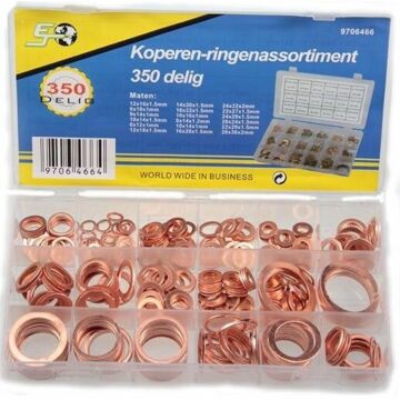 Assortiment koperen ringen 350 delig