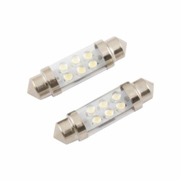 Buislamp 6X LED 12v. 11x38 wit (2 stuks)