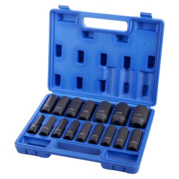 Krachtdoppenset lang (impact) 1/2" 16 delig