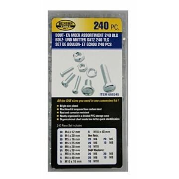 Assortiment bouten en moeren 240 delig 