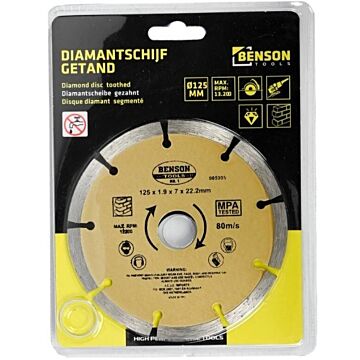 Diamantschijf / zaagblad diamant (Benson 125 mm getand)