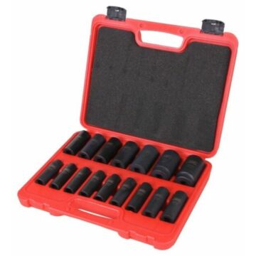 Krachtdoppenset lang (impact) 1/2" 16 delig