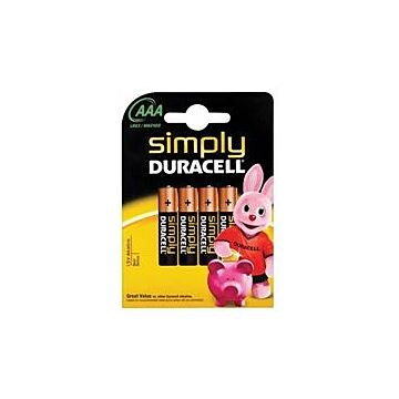 Batterijen Duracell Simply 4 X AAA 1,5V LR03