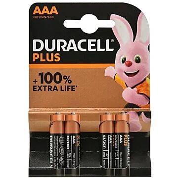 Batterijen Duracell Plus Power 4 X AAA 1,5V LR03