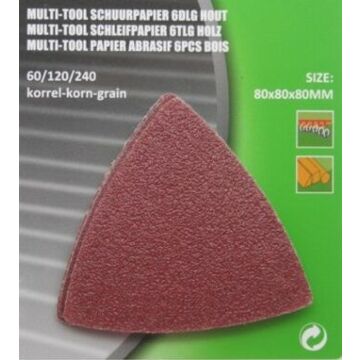 Multitool schuurpapier 6 delig hout