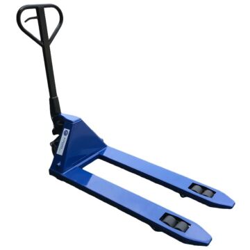 Palletwagen blauw pro 2500KG, dubbele wielen voor+achter, 115cm lepels