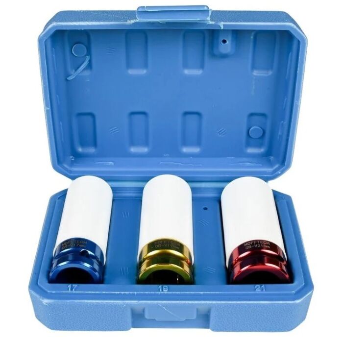 Dopset voor lichtmetalen velgen (Lange doppen) 3 delig 