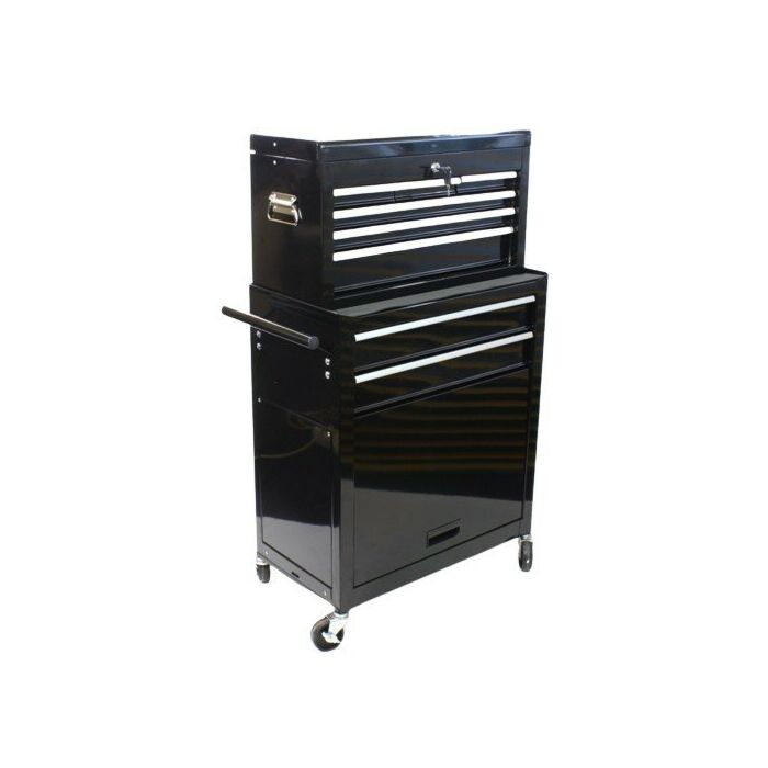 Gereedschapswagen zwart met opzetkist hoog