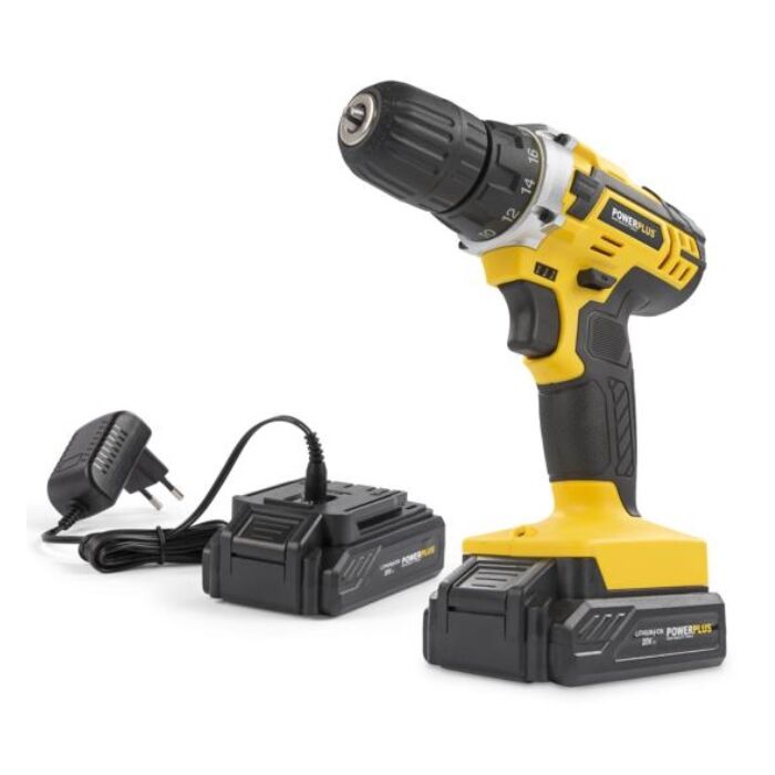 Accuboormachine Powerplus 18V + 2X Li-ion accu en lader
