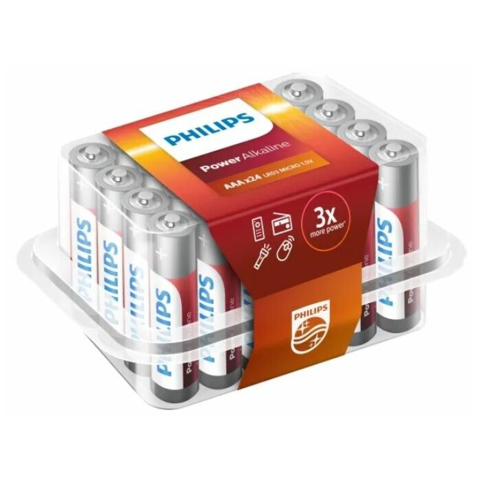 Batterij Philips Power Alkaline AAA XL verpakking 24 stuks