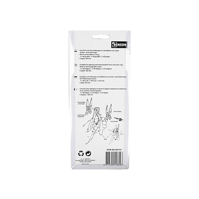 seegeringtangenset / borgveertang + 4 opzetbekken