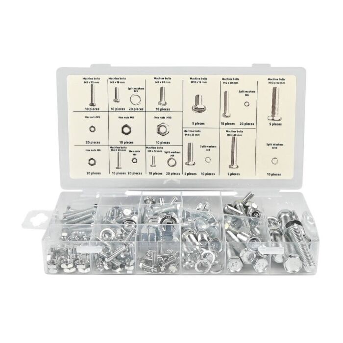 Assortiment bouten en moeren 240 delig 