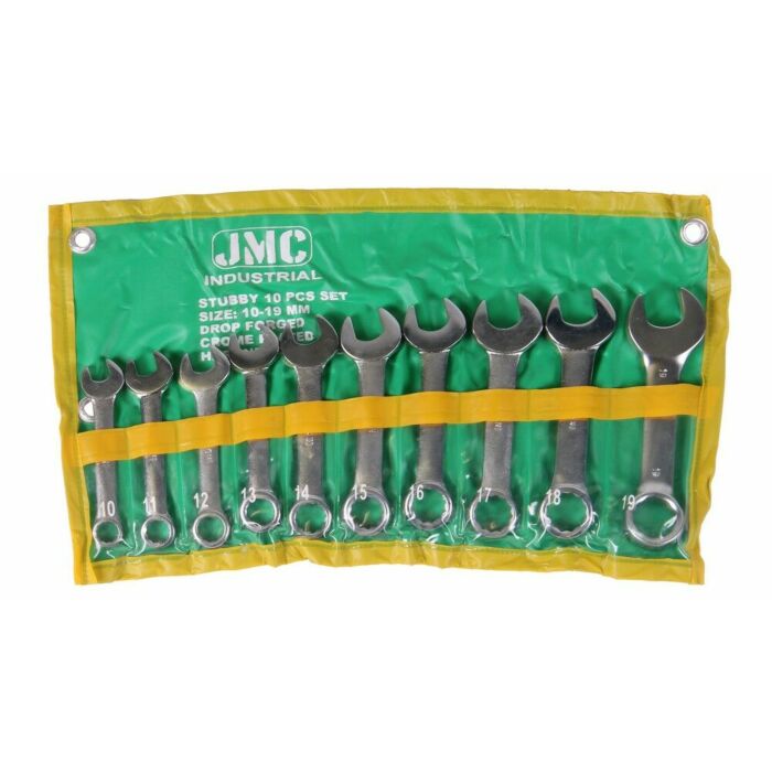 Steekringsleutelset / ringsteeksleutelset stubby/kort 10dlg