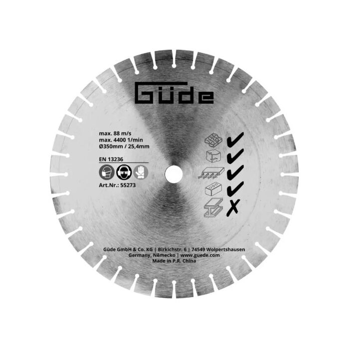 Diamantdoorslijpschijf Ø350mm/25,4mm t.b.v. Güde GBTS 350