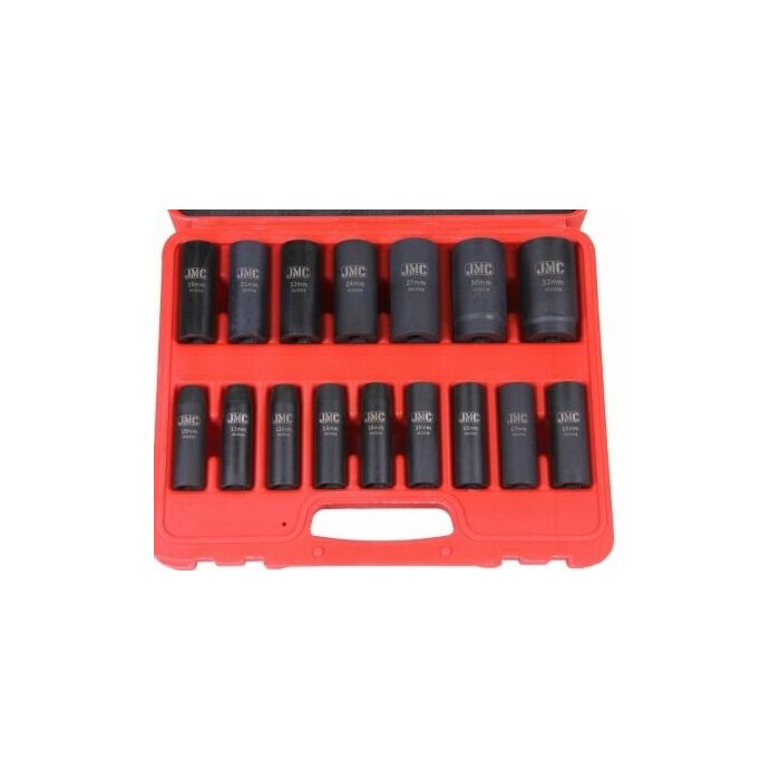 Krachtdoppenset lang (impact) 1/2" 16 delig
