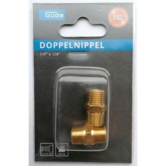 Dubbelnippel / verloop draadstuk van 1/4 inch draad naar 1/4 inch draad