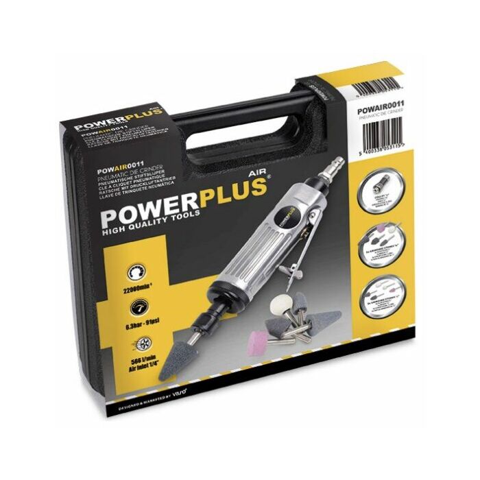 Pneumatische luchtdremel + accessoires Powerplus