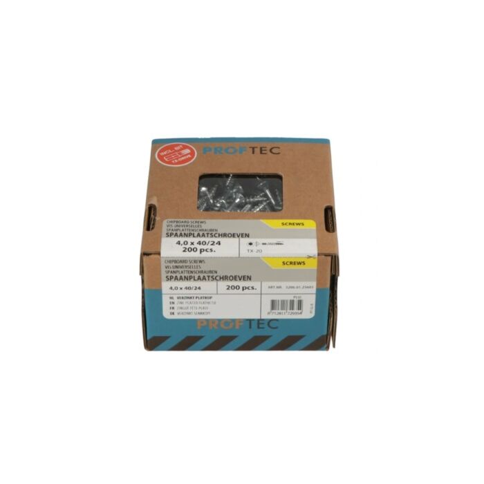 Proftec spaanplaatschroef 4.0x40/24 TX-20 (200 stuks)