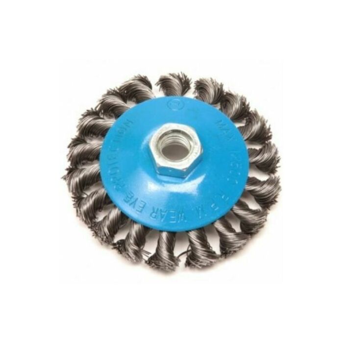 Staalborstel getordeerd 100MM plat (voor haakse slijper)