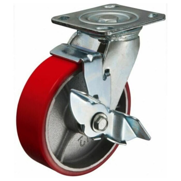 Zwenkwiel met rem 200x50mm PU 480kg